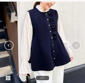 노리즈 프릴 달린 페플럼 베스트 네이비 38