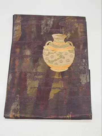 항아리 패턴 나고야 오비 다크 브라운