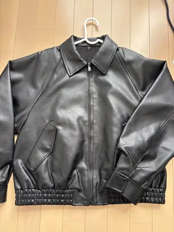 GU 인조 가죽 탄력 해링턴 자켓