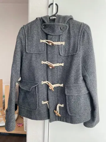 어반 리서치 그레이 더플 코트 후드 부착