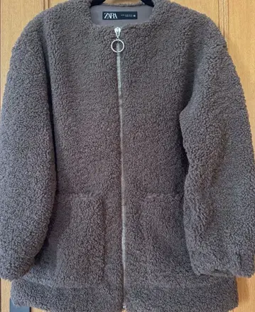 ZARA 브라운 보아 지퍼 코트 자켓