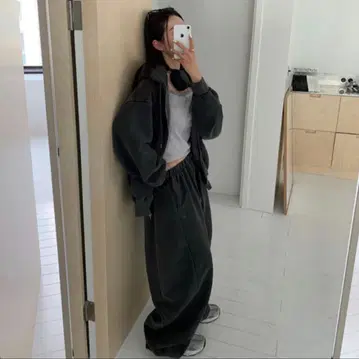 새상품급 BEIDELLI 차콜 그레이 후드티 셋업