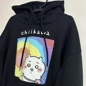 치이카와 후드티 블랙 남성용 M 사가라 자수 속기모