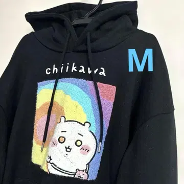 치이카와 후드티 블랙 남성용 M 사가라 자수 속기모