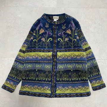 구제 의류 used 가디건 니트 자켓 패턴 블루