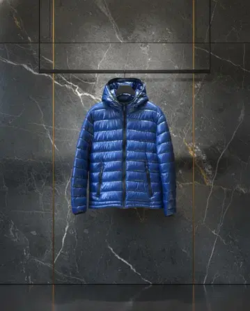 ZARA 울트라 라이트 다운 남성용 메탈릭 블루 경량 방한