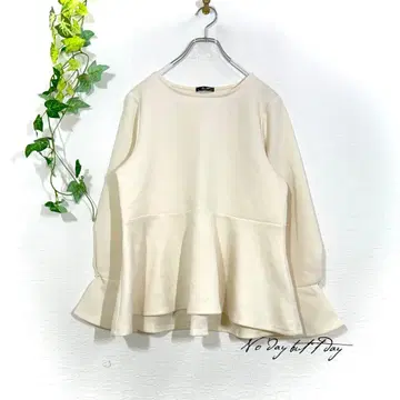 레이나 호시 페플럼 티셔츠 플레어 슬리브 긴팔 베이지 LL 호시 레이나