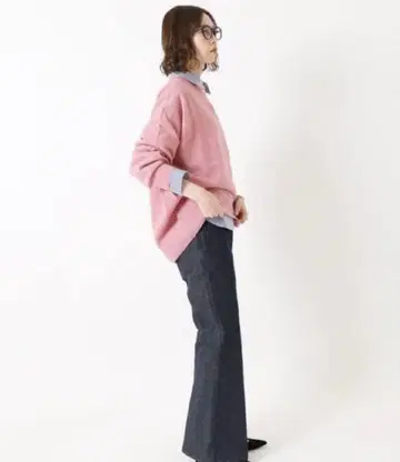 이에나 파인 울 크루넥 풀오버 핑크