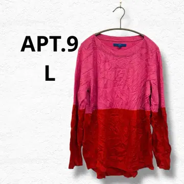 선착순 APT.9 [ L ] 핑크 빨간색 긴팔 니트 라메