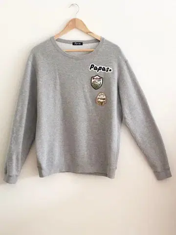 파파스 Papas 그레이 자수 패치 트레이닝복