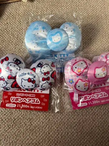 산리오 헬로키티 리본 머리끈 3개