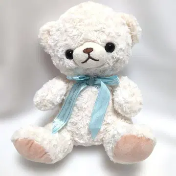 화이트 베어 봉제 인형 곰 크리스마스에 최적 장식 테디베어 화이트 리본