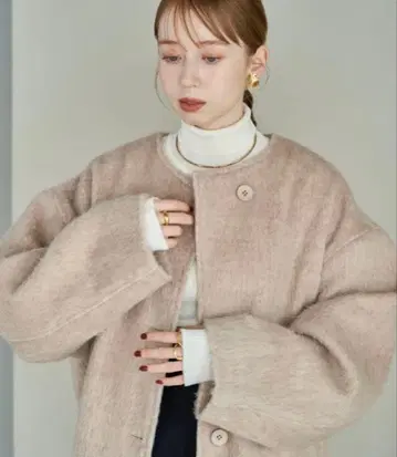 hinari 노카라 샤기 롱 코트 S 사이즈