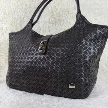 [컨디션 최상] 라바가제리 토트백 크로스메쉬 턴락 다크 브라운