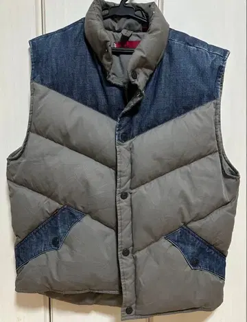 그레이 데님 퀼팅 다운 베스트 L