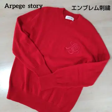 Arpege story 엠블럼 자수 로고 레드 긴팔 니트