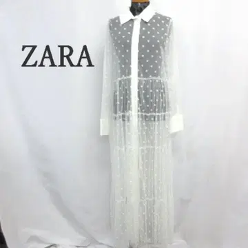 MY1799 자라 롱 원피스 시어 도트 무늬 레이스 M
