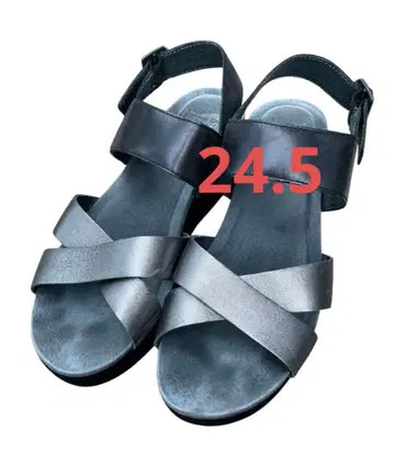 단스코 24.5 통굽 샌들 플랫폼 블랙 실버