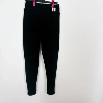 1점 한정판 블랙 플리스 안쪽 [L 사이즈] 블랙 팬츠 따뜻한 여성용