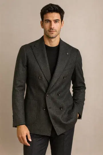 TAGLIATORE 딸리아또레 캐시미어 더블 자켓 차콜