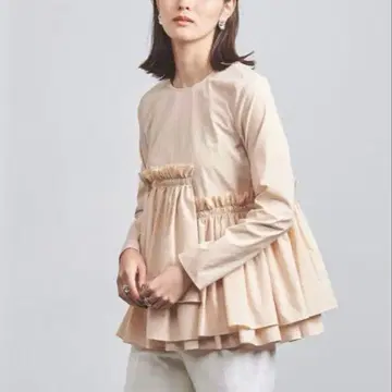 UNITED ARROWS 티어드 개더 롱 슬리브 블라우스