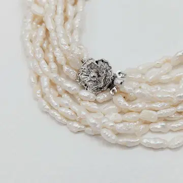 양귀비 펄 롱 목걸이 6연 실버 잠금장치 관혼상제 포멀