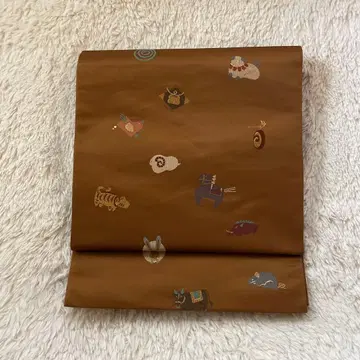 후쿠로 오비 십이지 패턴 설날 순수 실크