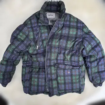 여성용 체크 무늬 다운 자켓