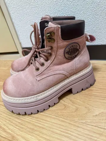 핑크 하이컷 통굽 부츠 높이+5cm, 22.5