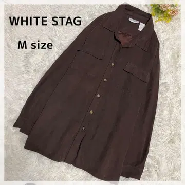 [화이트스태그] 긴팔 셔츠 M 브라운 스웨이드 느낌 새틴 안감 루즈핏