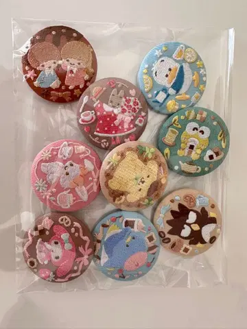 산리오 배지 패브릭 소재 핀 배지 9개 세트