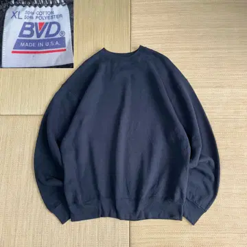 90s USA BVD 블랙 무지 맨투맨 XL