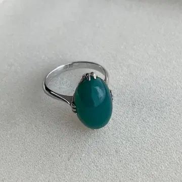 그린 스톤 SILVER 각인 반지