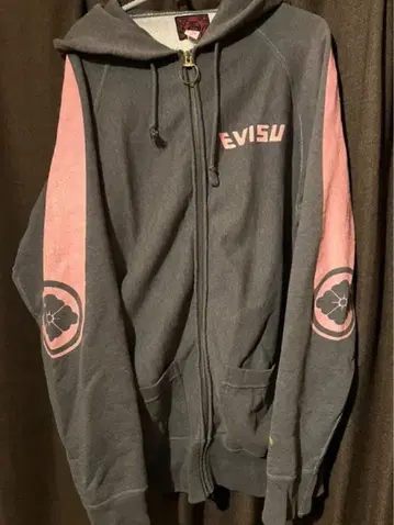 사이즈 44 핑크 블랙 후드티 풀 집업 에비수 에비수