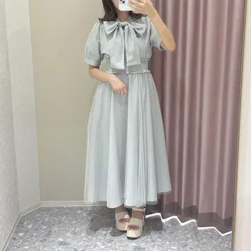 AnMILLE 라메 튤 리본 원피스