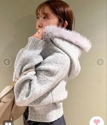 새상품 GRY1 SNIDEL USAGI 한정판 퍼 니트 후디