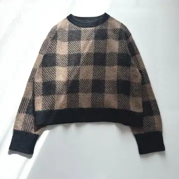 [ 새상품급 ] 23구 자카드 니트 블록 체크 완판 사이즈 48