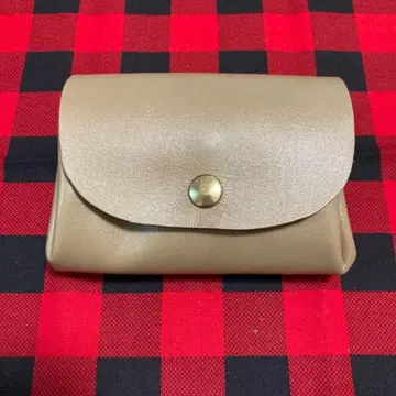 핸드메이드 가죽 파우치 아코디언 파우치 베이지