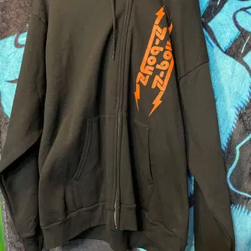 Z-BOYZ 오렌지 로고 블랙 집업 후드티 L