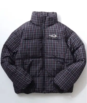 체크 무늬 다운 자켓