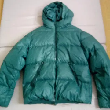 터콰이즈 블루 다운 자켓 후드 부착