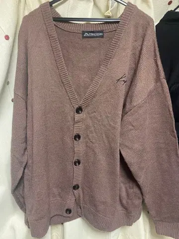 kappa 리브 편직 브라운 가디건