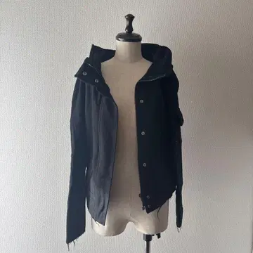 DKNY Jeans 후드 부착 블랙 자켓 양모 혼방 S 사이즈