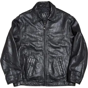 분위기 발군 카라 부착 주름 가죽 자켓 두툼한 퀼팅 라이너 블랙 L