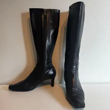 새상품급! 23구 롱 부츠 블랙 사이즈 24.5cm 천연 가죽