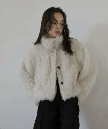 스탠드 카라 인조 모피 블루종