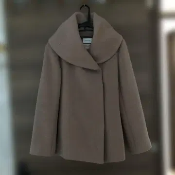 울 베이지 피 코트 큰 옷깃