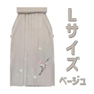 베이지 L 사이즈 하카마 꽃 자수 안돈 하카마 졸업식 성인식