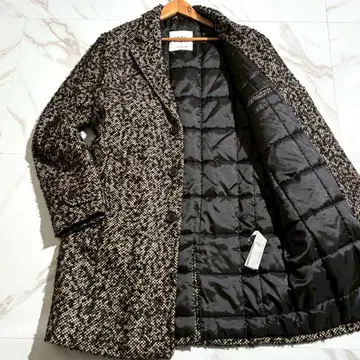 [ 새상품급 ] ZARA 트위드 충전솜 체스터 코트 화이트 블랙 L 상당