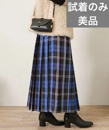 어반 리서치 서니 라벨 체크 플리츠 이지 스커트 블루 계열